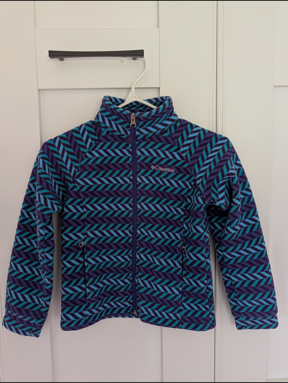 Columbia Kids Teal & Purple Chevron Fleece Jacket